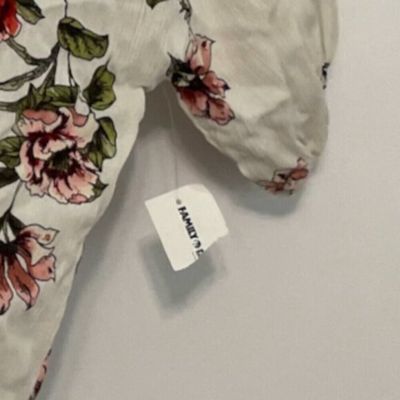 NEW NWT M FASIS Plus Size Tie Front Top Cream Ivory Floral Elbow Sleeve Blouse - Picture 5 of 12